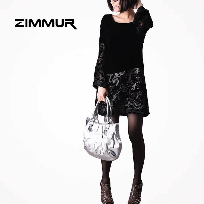 正品热卖[ZM-0004]2012女装 春装新款 欧美正品丝绒<span class=H>连衣裙</span>