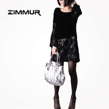 正品热卖[ZM-0004]2012女装 春装新款 欧美正品丝绒连衣裙