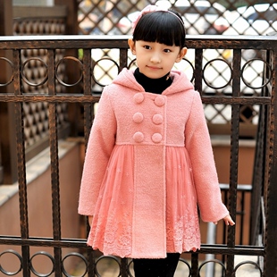  妙妙可心 儿童大衣 新款冬装童装女童羊毛呢子韩版外套