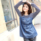 Yi Xiuge maternity dresses spring clothing new Korean pregnant women round neck long sleeve stripe shirt 1340