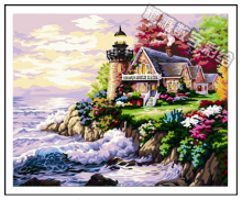 正品/diy数字油画包邮特价/手绘画/情侣/客厅/风景/海边别墅40*50