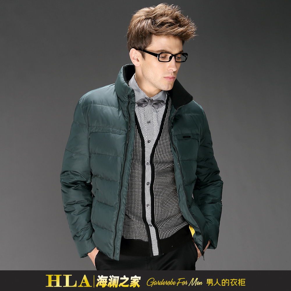 2012冬装新款 海澜之家正品 男士短款立领羽绒服外套 hyad4k049