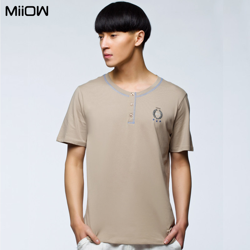 Men's t-shirt cat people nude-colored round neck line pull a genuine pure cotton short sleeve men's t-home services top