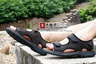  外贸潮夏季男士运动休闲英伦凉鞋男款真皮牛皮大码沙滩鞋49