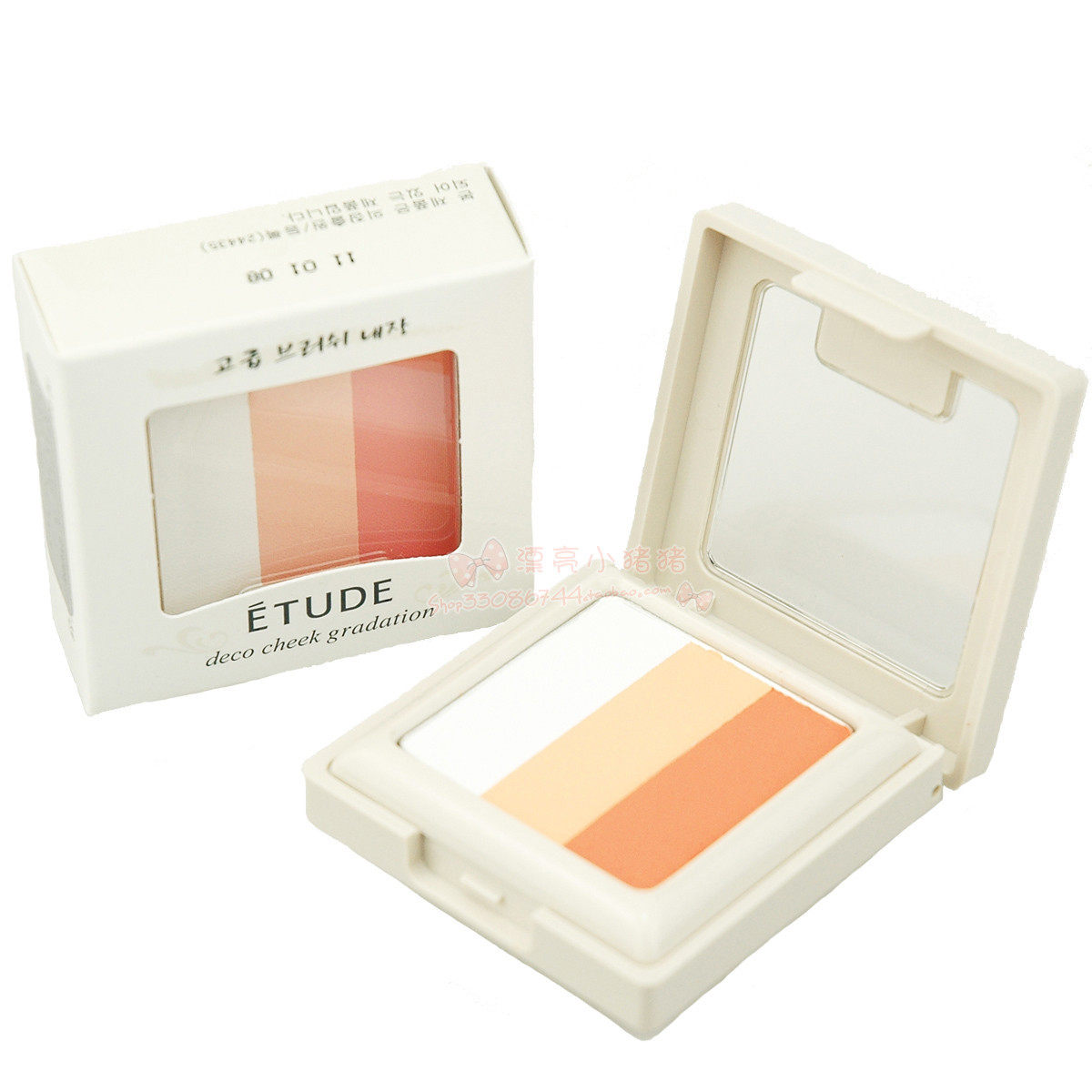 专柜正品Etude爱丽三色腮红花妍映彩腮红8g修容胭脂 可打高光提亮
