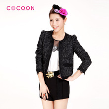 COCOON可可尼2012春新品圆领拼接短外套上衣714107002