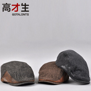  帽子 男 韩版潮流复古贝雷帽秋冬加厚女士皮檐鸭舌帽 潮帽
