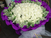 鲜花上海同城速递99朵白玫瑰，花束求婚订花周年，纪念送花情人节订花