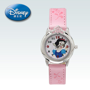  正品迪士尼儿童手表卡通白雪公主水钻手表可爱女孩皮带学生手表