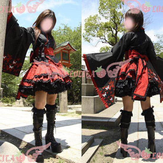 [草莓巫女] 好评百分百 和服式LOLITA&红/黑系列&送日常款小礼帽
