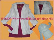 新年特价10元 White Star棉麻 九分/七分袖 百搭小西装/衬衫