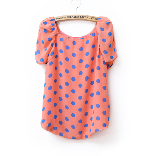 Summer of 2012 new retro dots XXL easing Korean chiffon chiffon blouse short sleeve shirt WT1528