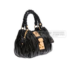 正品 miumiu 2012新款 羊皮褶皱 手提单肩包 女包 专柜验货