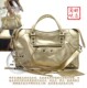 明星机车包流苏公主包淡金色中款