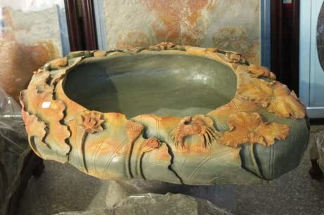 端砚鱼缸 雕刻鱼缸 天然石头手工雕刻端砚茶盘 鱼缸 山水情石茶盘-淘宝网