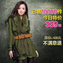 2012新款 春装外套 韩版女装毛呢外套 毛领毛呢大衣 修身呢子外套
