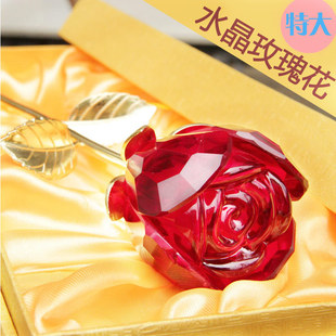  14情人节礼物 送女友老婆 新款水晶玫瑰花摆件 创意浪漫感动
