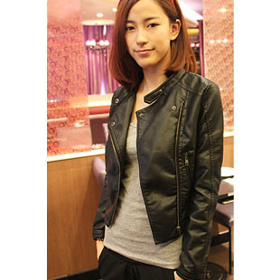  秋装新款女装韩版原单修身短款机车服夹克潮女款pu皮衣小外套