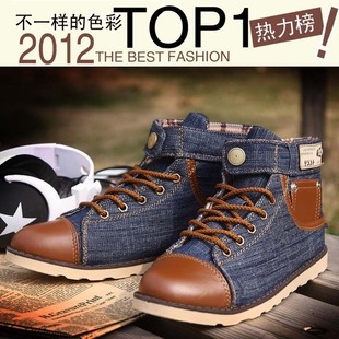  夏季男式休闲鞋韩版个性牛仔靴百搭布鞋高帮潮鞋英伦透气时尚潮鞋