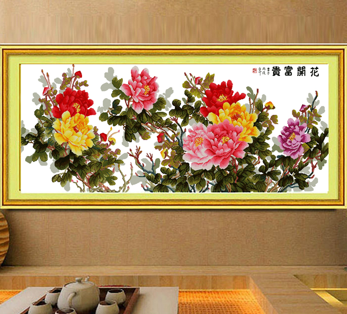 France DMC Precision printing Cross stitch Flowers Chinese style a living room Significant Hanging picture Wealth Six feet Peonyin the Home Fabric , Stitch & Tools Accessories , Cross Stitch Kit category - from Buy2taobao.com to provide professional Taobao agent buy service