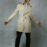 2009春装 长装修身 双排钮扣带腰带 风衣