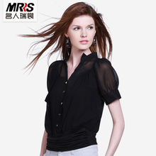 Mrrs.名人瑞裳 专柜正品2012夏季新款欧美雪纺短袖女士衬衫1768