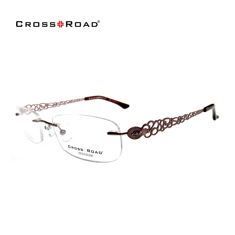 CROSSROAD无框镜架 女士纯钛眼镜架眼镜框超轻近视眼镜CR1068LT