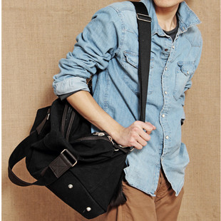  新款韩版帆布包单肩斜挎包包旅行包男式包休闲欧美大包功能包特价