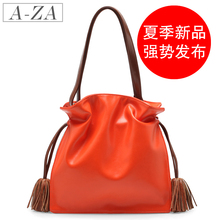 A-ZA阿札 2012夏季新款学院风糖果色流苏抽褶单肩斜挎包3711