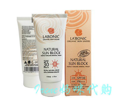 西兰代购LA'BONIC Natural Sun Block TUBE天