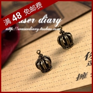  DIY饰品材料配件 16mm 古铜色 复古立体皇冠 挂饰142#A