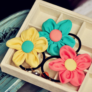  07184 名朵饰品 圆扣花朵发圈发绳头花 雪纺头饰结婚发饰韩版韩国