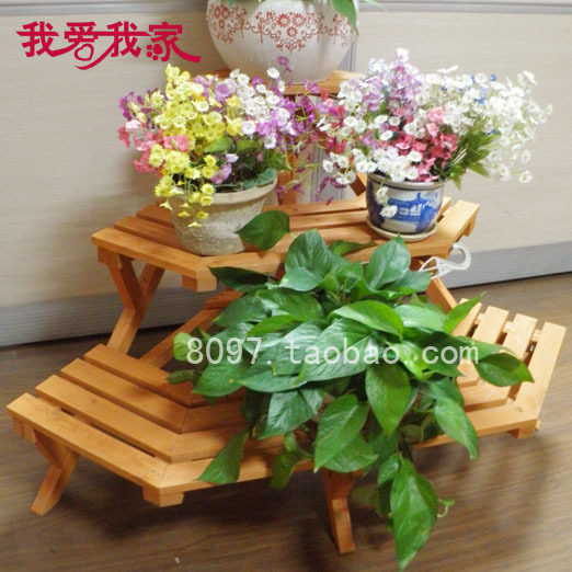 包邮打折防腐木制阳台露台转角花架 三层实木阶梯花架 庭院花架