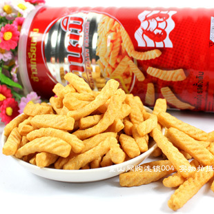  泰国原装进口 卡乐美虾味条/虾条 原味/辣味 膨化零食 110g/罐