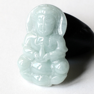  礼尚翠品 老坑天然糯种a货翡翠观音玉观音吊坠 开年转运保平安