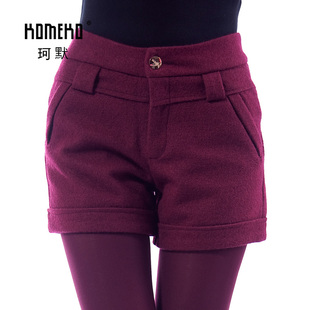 【图】<em>女式</em>韩版羊毛呢<em>短裤秋冬</em>款天显瘦大码新