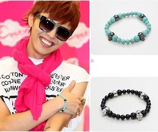  BigBang 权志龙 GD 绿松石 黑松石 骷髅手链