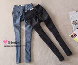 2012春装新款 显瘦高腰收腹紧身牛仔九分裤小脚铅笔裤 女 两色入