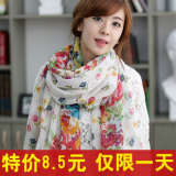 韩版时尚超长围巾 韩国秋冬女士田园碎花丝巾 围脖 棉麻 秋冬款