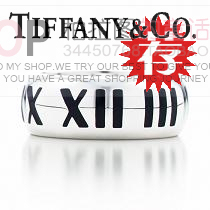 Tiffany números romanos en el anillo de plástico negro 925 cajas de la joyería de plata esterlina de regalo