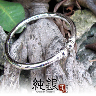  特价 包邮 999纯银手镯 经典复古光圈手镯 古典光圈圆头 手工纯银