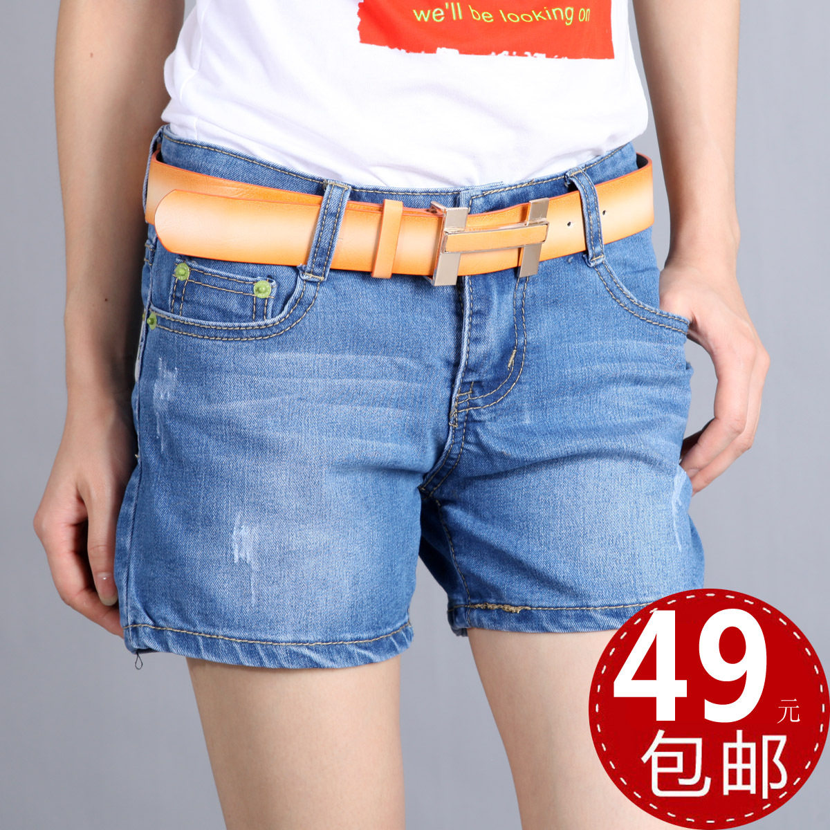 2012夏装新款 时尚牛仔短裤 大码中腰热裤子 女款牛仔<span class=H>jeans</span>