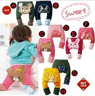  婴儿PP裤 春秋纯棉裤子 宝宝儿童长裤九分裤外贸卡通造型大屁屁裤