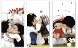 美啊十字绣套件亲亲宝贝 三联 画(需自剪) 非成品客厅大画人物