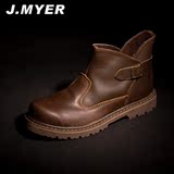 J.MYER男士皮鞋真皮大头鞋中帮春夏高帮鞋 韩版马丁靴情侣 鞋327