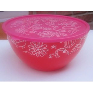宝洁赠品 红色喜庆沙拉碗 凉菜晚  简约方便卫生 有盖