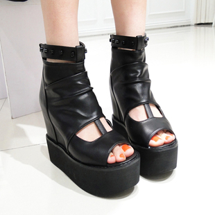 春装新款2014韩版黑色松糕鞋防水台高跟鞋厚