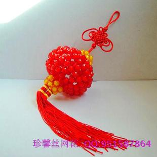  DIY串珠 串珠工艺品 家居装饰 喜庆大红灯笼 串珠灯笼成品