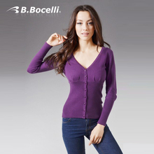 B.Bocelli波切利2012春装新款毛衣女长袖针织衫短款修身性感V领潮