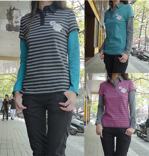特价 春装新款 正品Jeanswest/真维斯 纯棉女装条纹长袖T恤 加厚